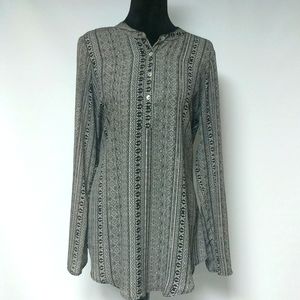 About a Girl Black and White Long Sleeve Tunic Top Size L